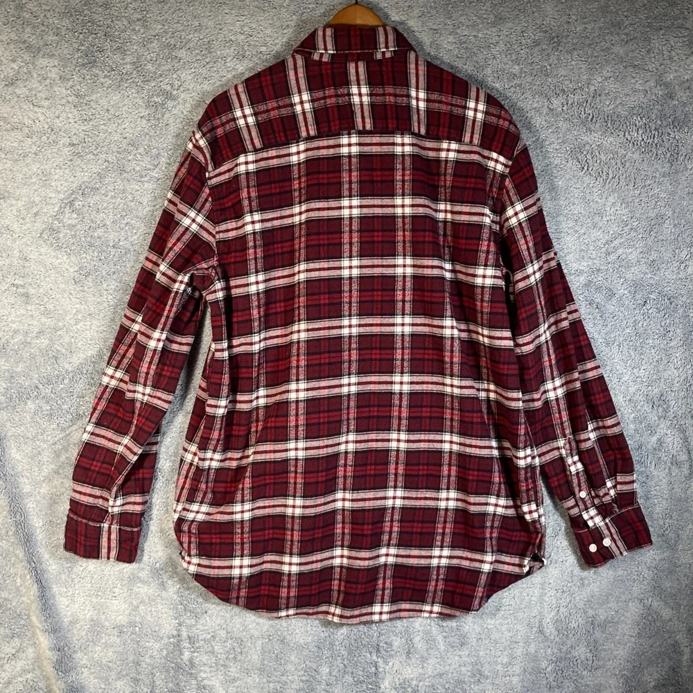 Tommy Hilfiger Men's XL Regular Fit Long Sleeve Flannel Shirt Red White Plaid‎